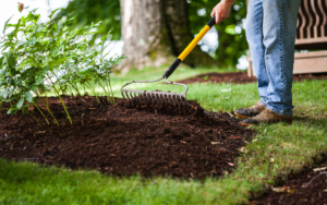 Working In The Garden With Mulch